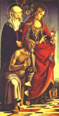 Синьорелли. Cвятая Катарина Сиенская, святая Мария Магдалина и святой Иероним